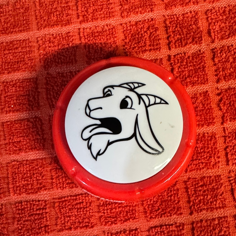 Red and White Goat Design Button